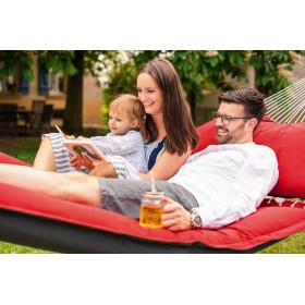 Hamac double &agrave; barre bois : Hamacs Fat Rouge Amazonas toile 187-237 x 146 cm totale 365 cm r&eacute;versible