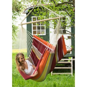 Hamac Assis sur Pied : Chaise &agrave; pendre XL Brasil Amazonas ou Fauteuil suspendu 160 x130 cm Acerola