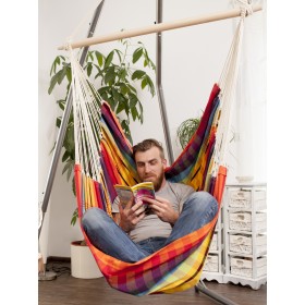 Hamac Assis sur Pied : Chaise &agrave; pendre XL Brasil Amazonas ou Fauteuil suspendu 160 x130 cm Rainbow