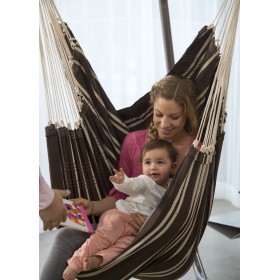 Hamac Assis sur Pied : Chaise &agrave; pendre XL Brasil Amazonas ou Fauteuil suspendu 160 x130 cm Mocca
