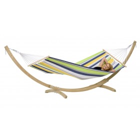 Hamac deux Places sur pied : Starset Kolibri support bois avec hamac barre bois Tonga Amazonas
