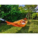 Hamac Jobek Kumquat certifi&eacute; FSC toile 140x200 cm longueur totale 300 cm barre bois 78.5 cm