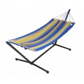 Hamac avec support : Set MetaliK Kolor Or Bleu certifi&eacute; FSC support m&eacute;tal hamac toile 140x200 cm