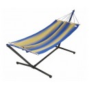 Set MetaliK Kolor Or Bleu certifi&eacute; FSC support m&eacute;tal hamac toile 140x200 cm