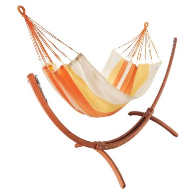 Set hamac Week-end Jobek Kumquat support bois klass350 hamac kocon 140x340 cm