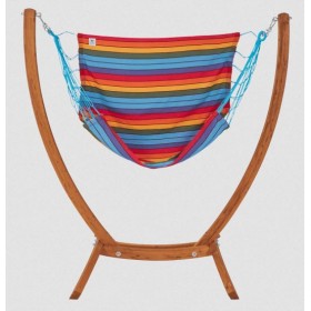 Hamac Assis sur Pied : Set Chaise Hamac Suspendue &Eacute;KILIBRE - Support Bois & Chaise Trankil Multicolore