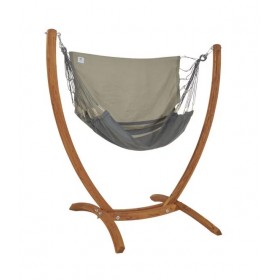 Hamac Assis sur Pied : Set Chaise Hamac Suspendue &Eacute;KILIBRE - Support Bois & Chaise Trankil Anthracite